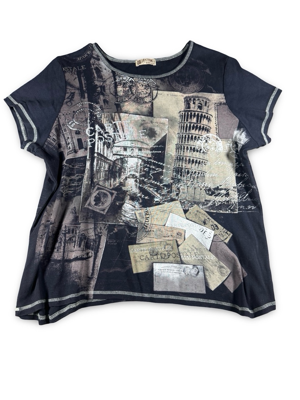 Blue Canyon Clothing Embellished Stone Paris Graphic Tee Ladies 1X Plus Size